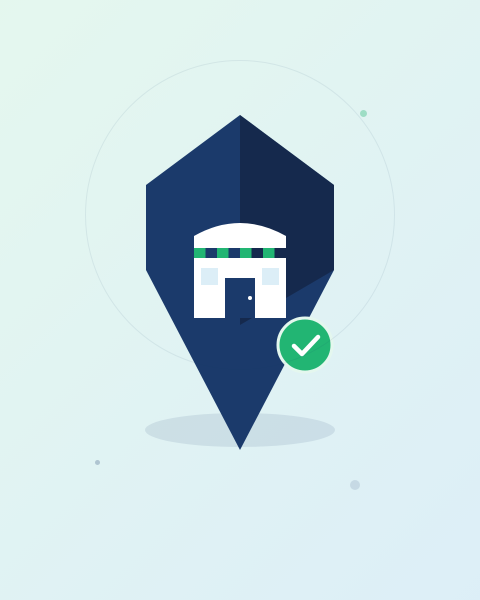 Local business listing icon - map pin with storefront